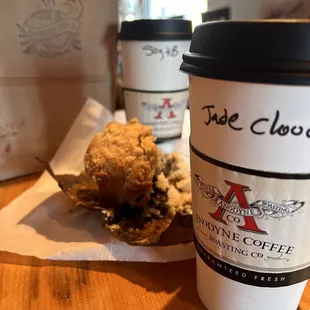 a cup of coffee and a muffin