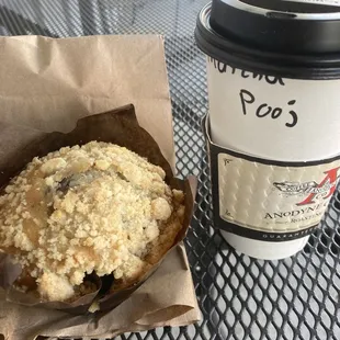 Blueberry muffin and medium drink