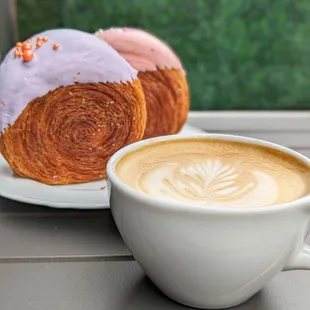 Honey lavender latte and spiral croissants