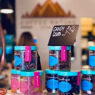 a display of candy club products