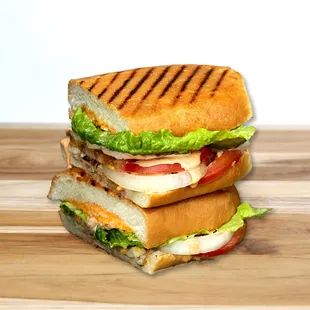 a sandwich stacked on top of each other