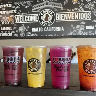 Try our new refreshers. Too Berry, Mango Piñada, Dragon Fruit, Mangonada.
