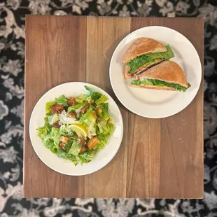 Caesar salad and our Italian sandwich