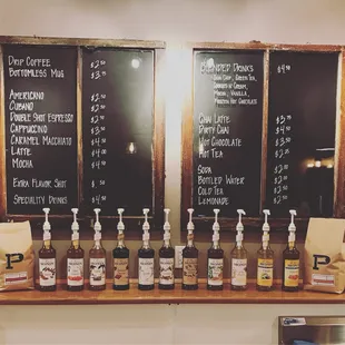 Menu for the specialty coffee drinks we offer. Pastry options change daily.