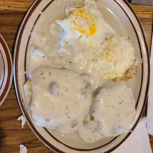 Gravy and biscuits and eggs