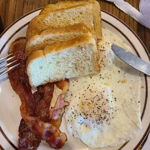 Bacon, eggs, toast