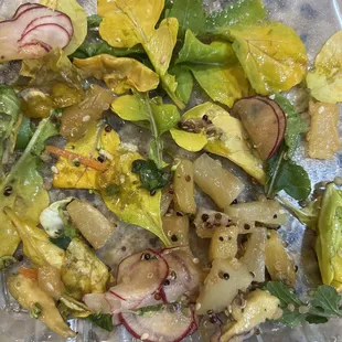 Old canned pineapple? Old greens. Old radishes. Grey tuna and some slimy stuff. Blah. This was delivered from the Mandeville location.