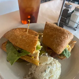 Cobb sandwich with potato salad