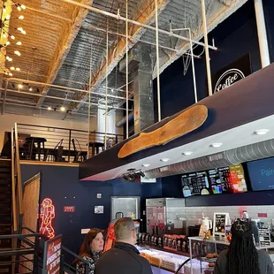 Coffee bar and upstairs seating