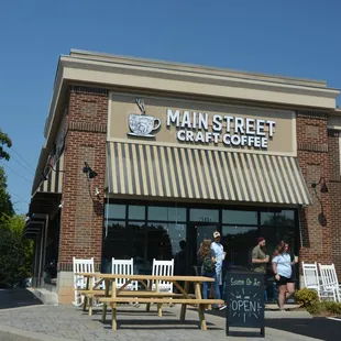 Exterior shot of the entrance. Drive Thru on the left