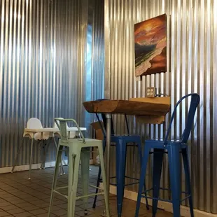 spotted high chairs available for tiny visitors