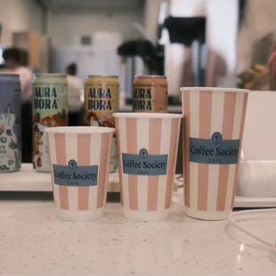 Cup sizes along with the Aura Bora flavors they sell