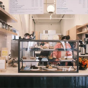 Pastries on display at the counter along with the Hardy Coffee they brew.