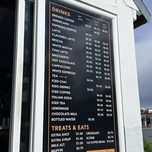 Menu as of March 2024