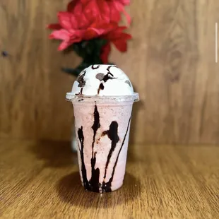 Chocolate covered strawberry frappe