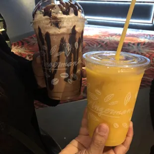 chocolate friggo and mango smoothies