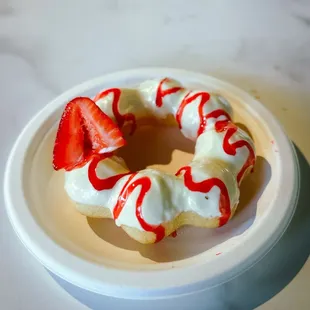 White Chocolate Berry Mochi Donut
