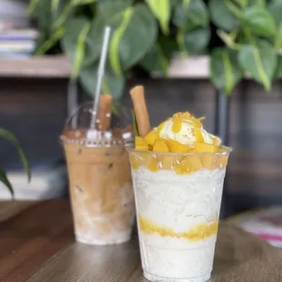 Mango Shaved ice, tiramisu latte