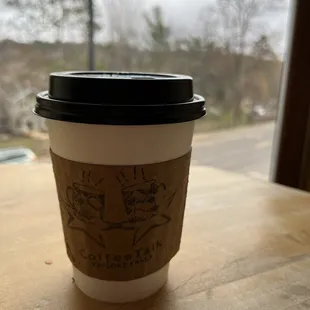 a cup of coffee on a table