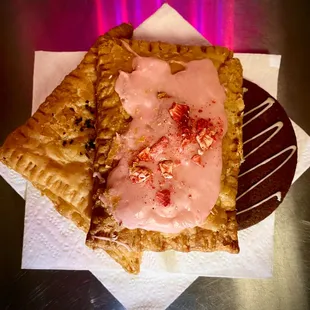 Houldens Rise Above - Tomato Basil Turnover, Strawberry Rose Poptart, Chocolate Shortbread Cookie