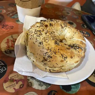 Everything bagel cut toasted with butter