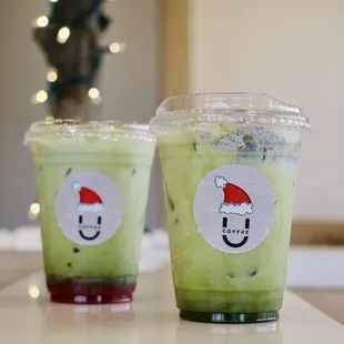 Black sesame matcha latte