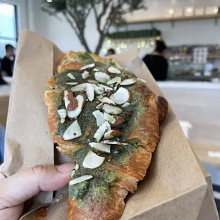 Matcha almond croissant
