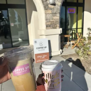 Iced vanilla Latte and hot Latte