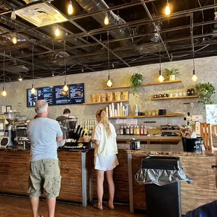 Busy counter for fresh coffee drinks