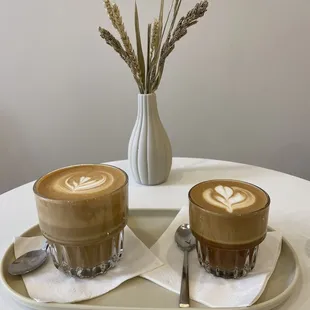 Oat milk latte and almond milk flat white