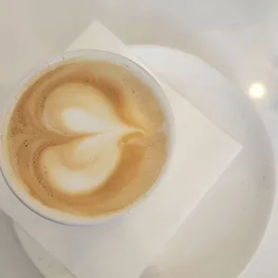 a cup of cappuccino on a plate