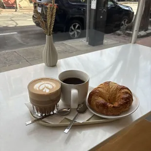 Mocha, americano, butter croissant