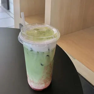 Strawberry Fields matcha latte