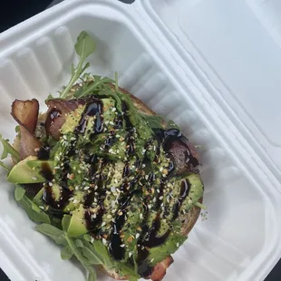 Avocado Toast w/bacon on Sourdough