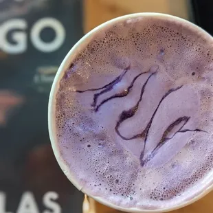 Purple Haze (Ube latte with foam)