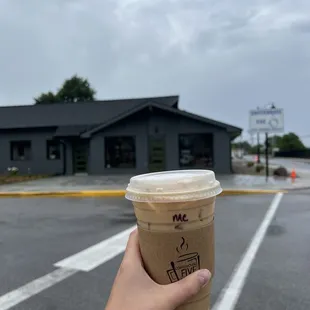 a hand holding a cup of coffee