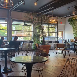 Several different size tables and chairs