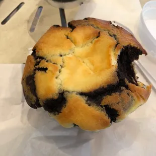 Huge muffin chocolate with cream cheese