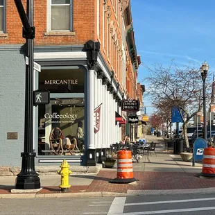 the corner of a city street