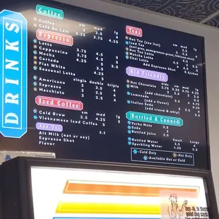 Drink menu