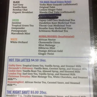 menu