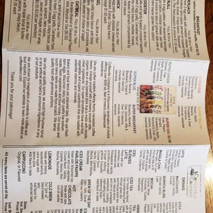 a menu for a coffee shop