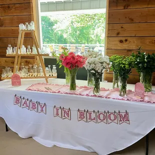 Baby shower bouquet bar using one of the stalls
