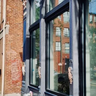 tables and benches outside