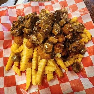 Poutine topped with Brisket