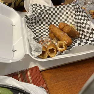 Hollow mozzarella sticks