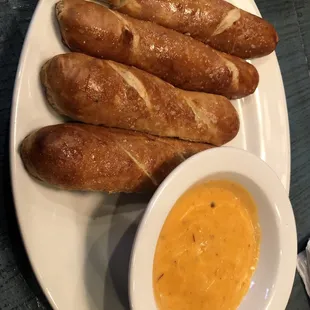 Pretzel and cheese appetizer