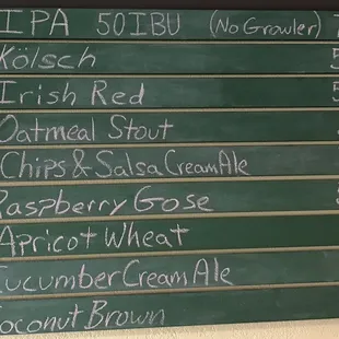 Beer menu
