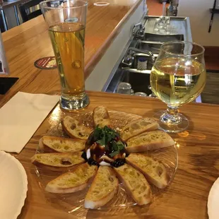 Kolsch beer, cider, and burrata