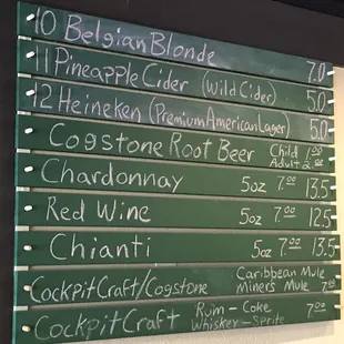 Beer menu